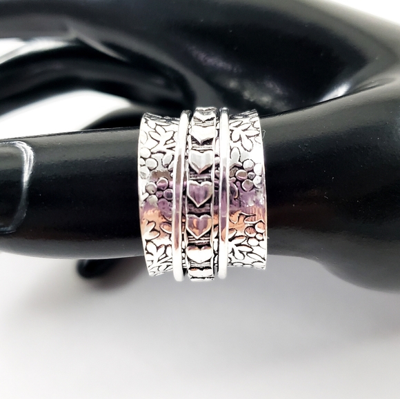 Sterling Silver Jewelry - Genuine sterling silver ring - meditation boho spinner ring calming size 10